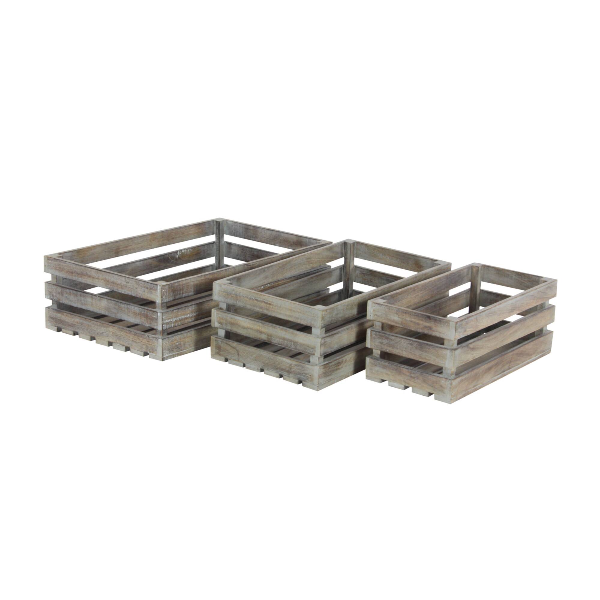 Brown Mango Wood Farmhouse Tray Set
